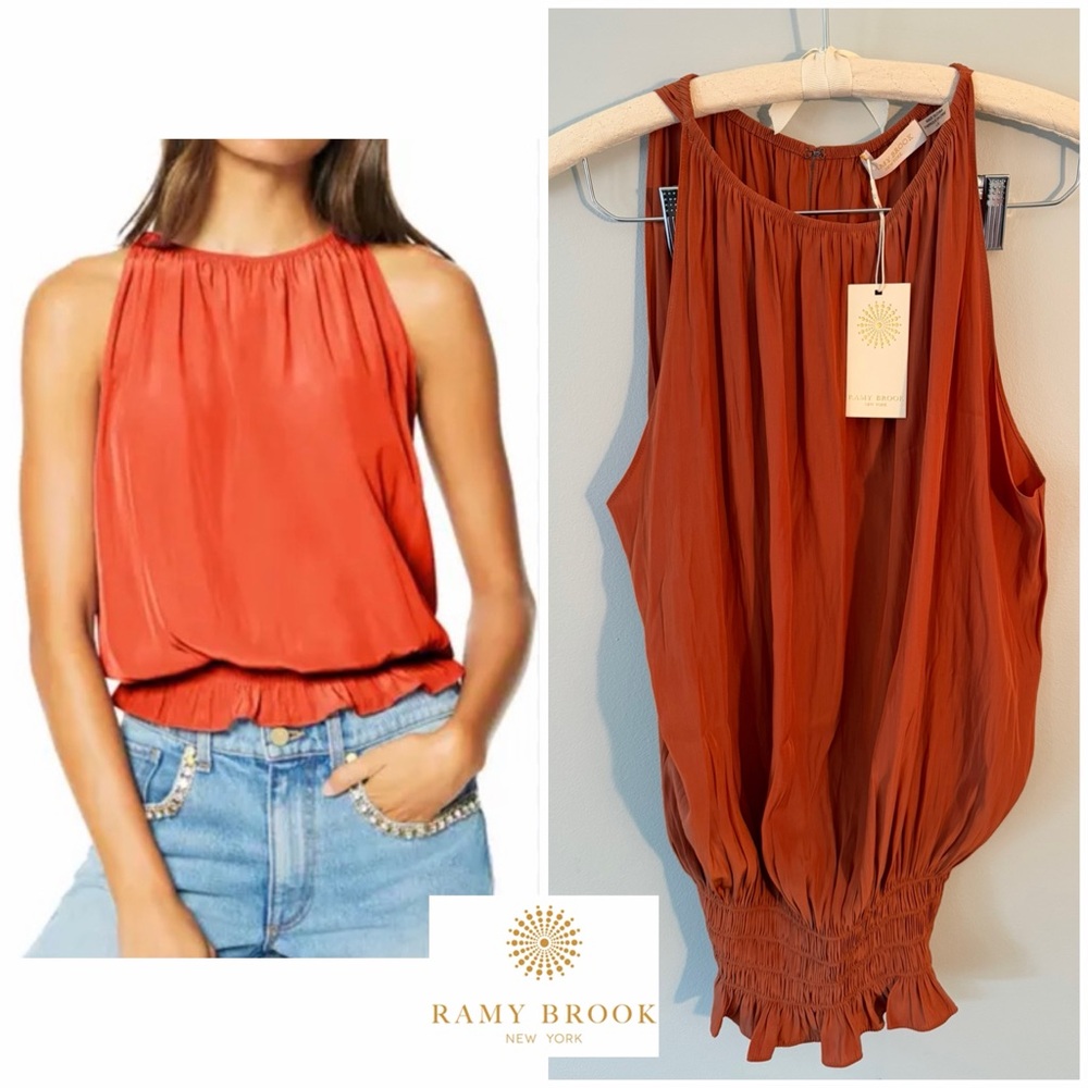 NWT - Ramy Brook Terracotta Orange Sleeveless Lauren Blouse (L)